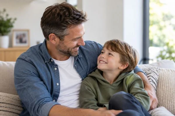 father and child happy - child maintenance mediation Salford
